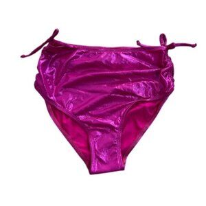 Leslie Amon Thea High-Waisted Bikini Bottoms in Pink Foil
